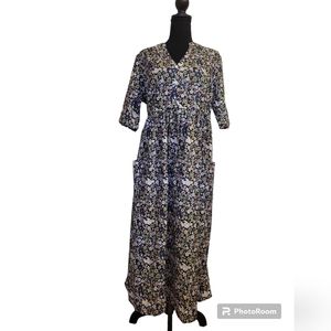 Nora Cora floral summer Maxi house dress with two front pockets